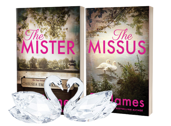 The Mister and The Missus books with Swarovski swans