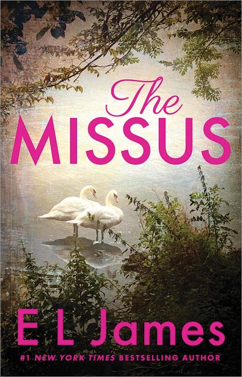 The Missus cover - two swans standing in water, branches and foliage above and below, text in pink